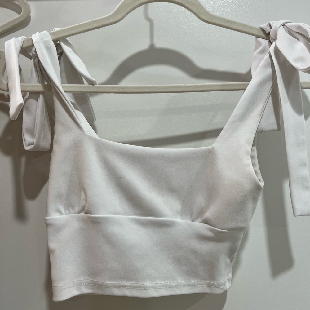 White Sleeveless Tie-Shoulder Top